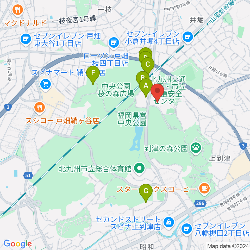 北九州パレス周辺のホテル一覧地図