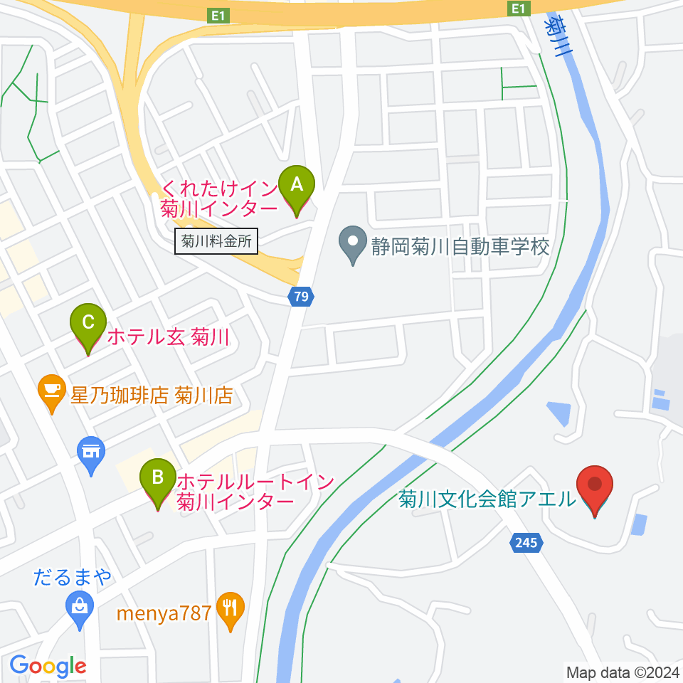 菊川文化会館アエル周辺のホテル一覧地図
