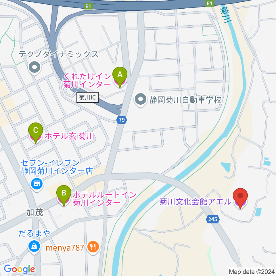 菊川文化会館アエル周辺のホテル一覧地図