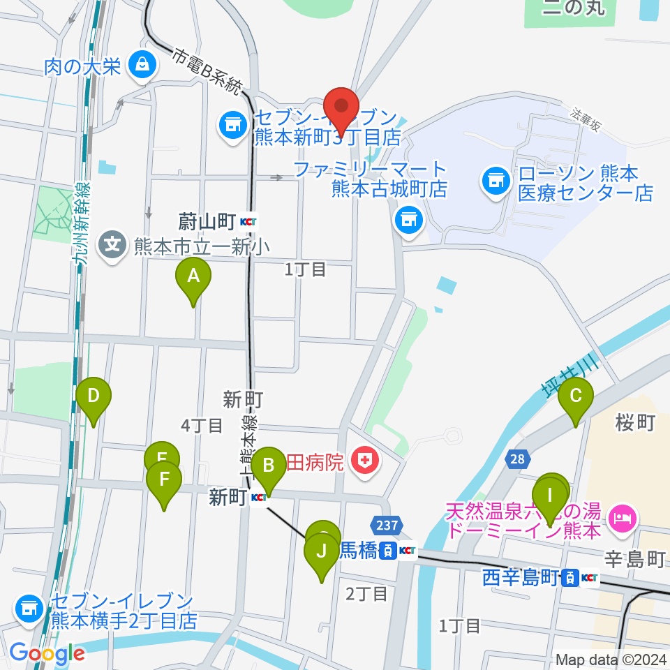 熊本市子ども文化会館周辺のホテル一覧地図