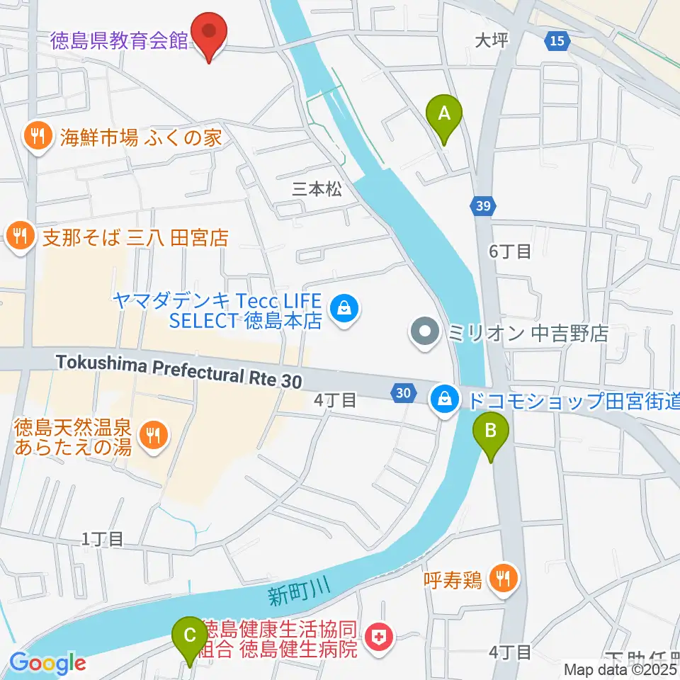 徳島県教育会館周辺のホテル一覧地図