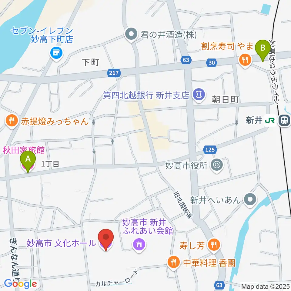 妙高市文化ホール周辺のホテル一覧地図