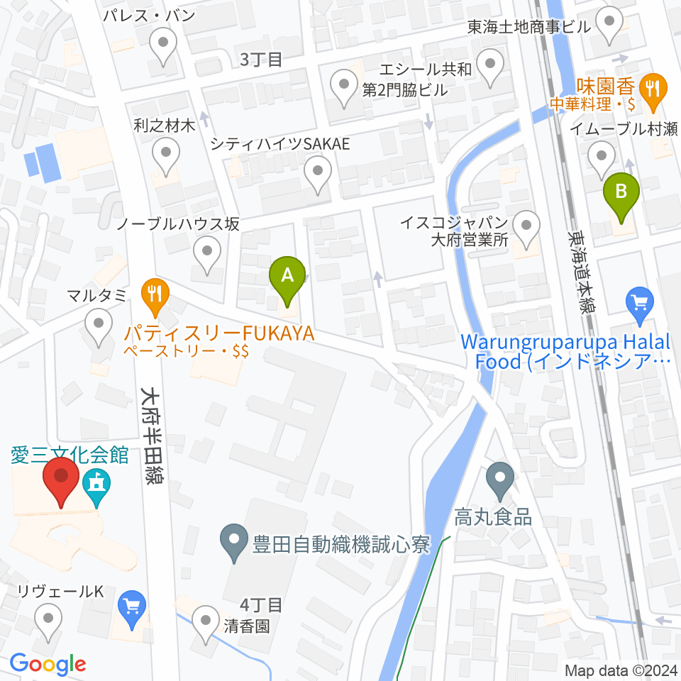 愛三文化会館周辺のホテル一覧地図