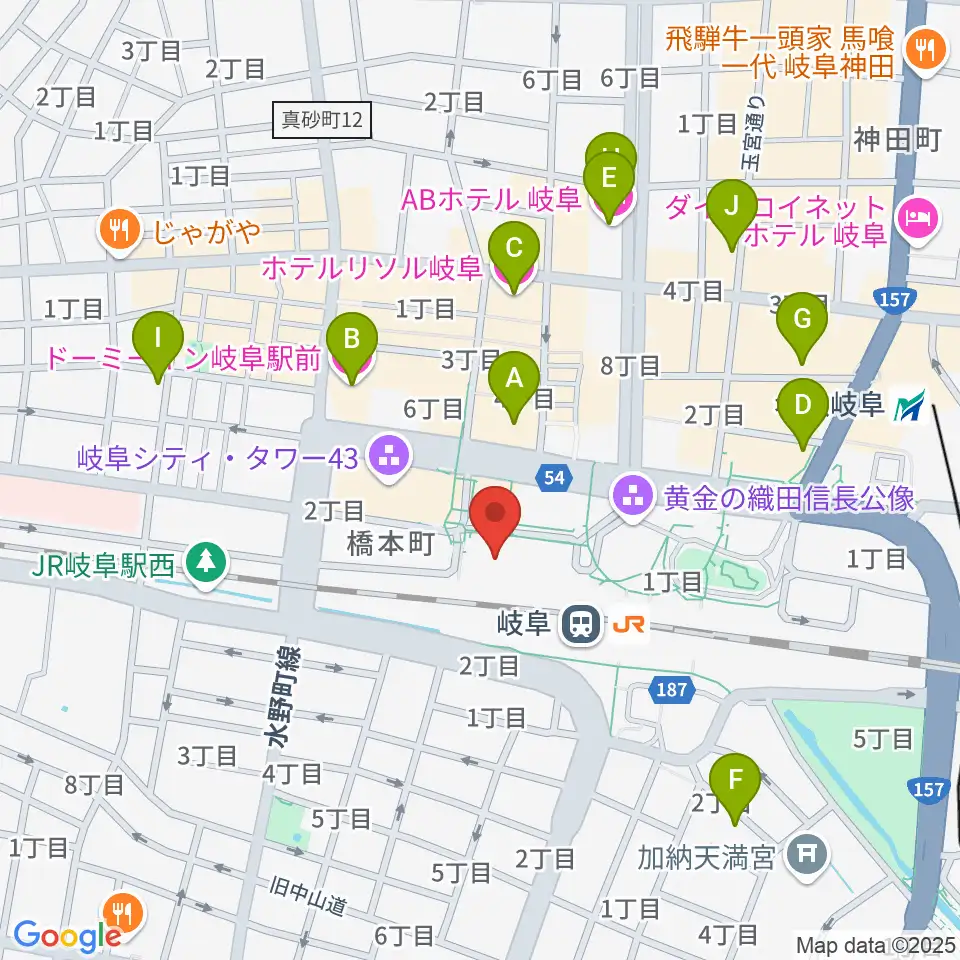 じゅうろくプラザ周辺のホテル一覧地図