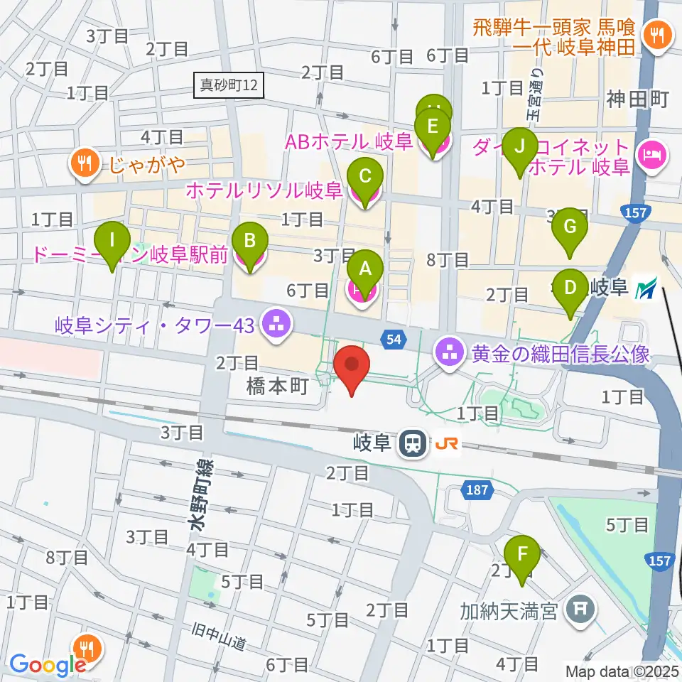 じゅうろくプラザ周辺のホテル一覧地図