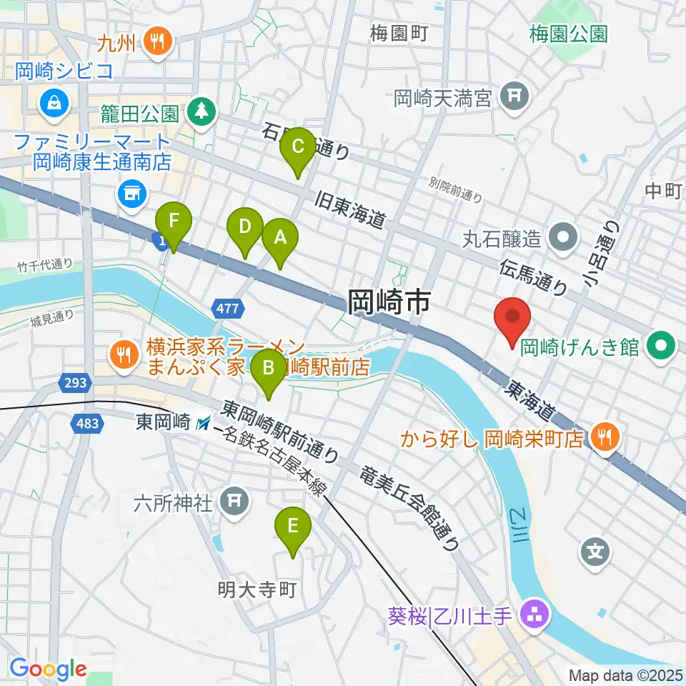 岡崎市せきれいホール周辺のホテル一覧地図