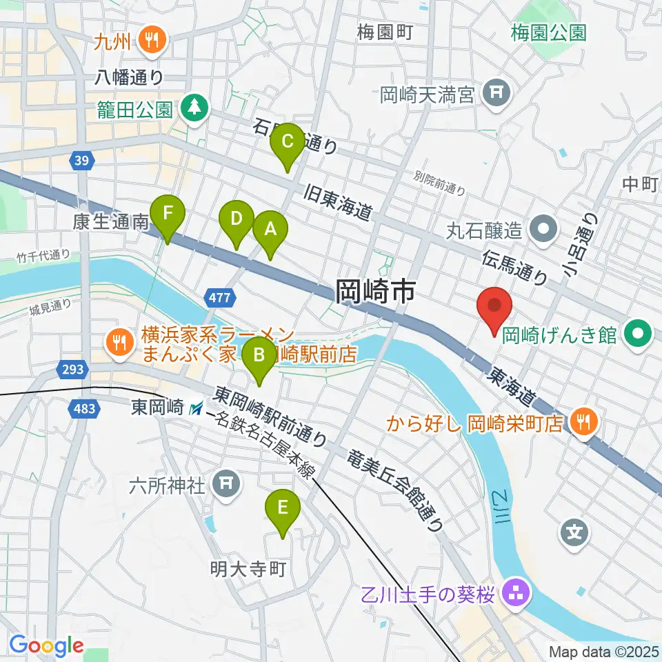 岡崎市せきれいホール周辺のホテル一覧地図