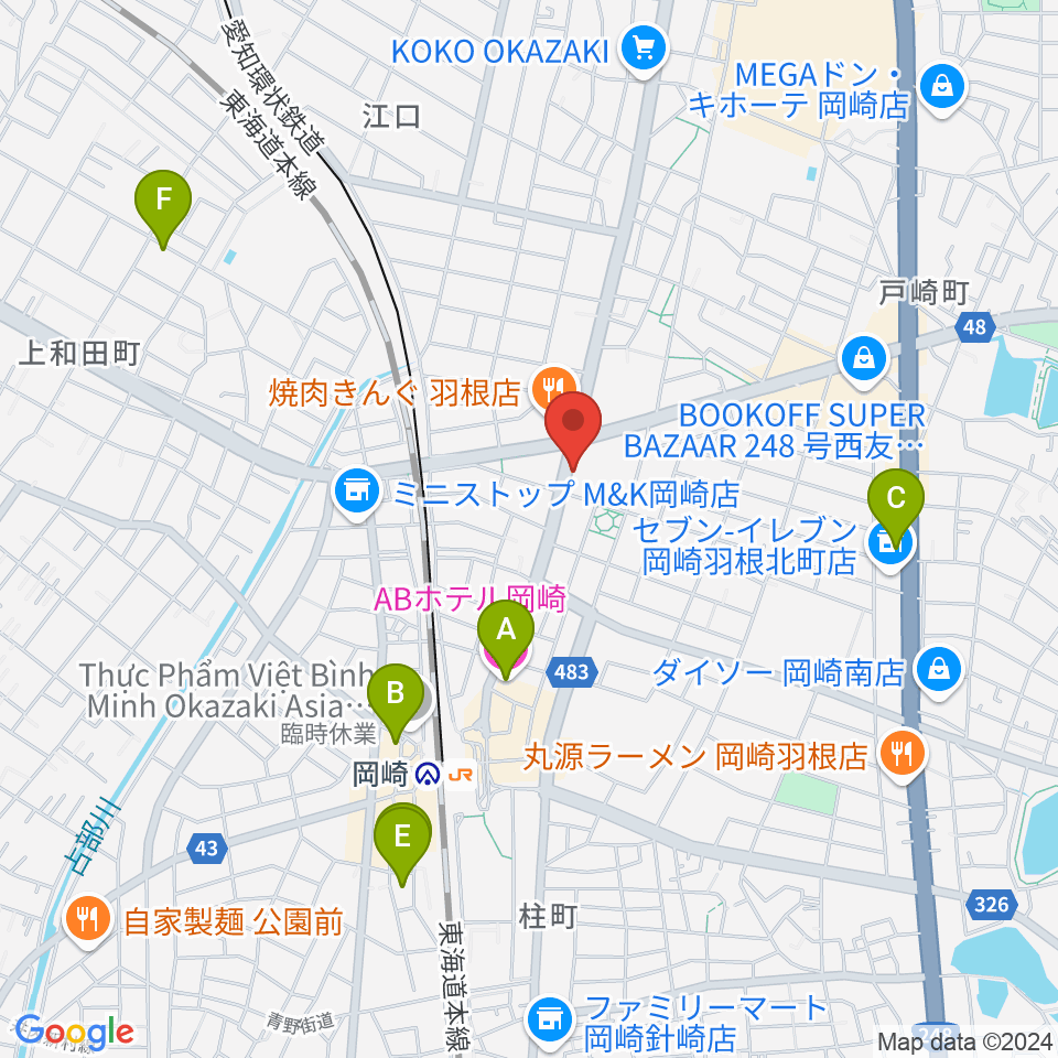 岡崎市シビックセンター周辺のホテル一覧地図