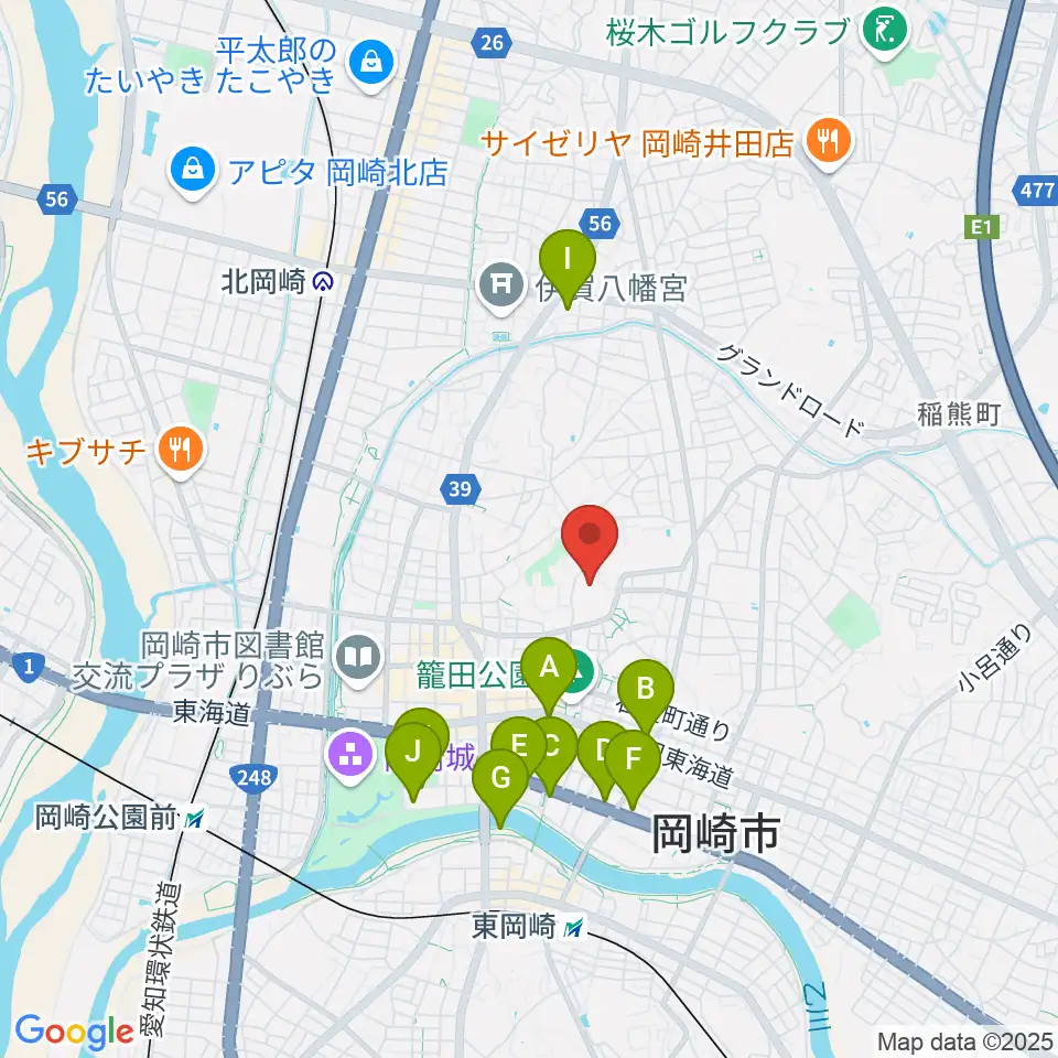 岡崎市民会館 あおいホール周辺のホテル一覧地図