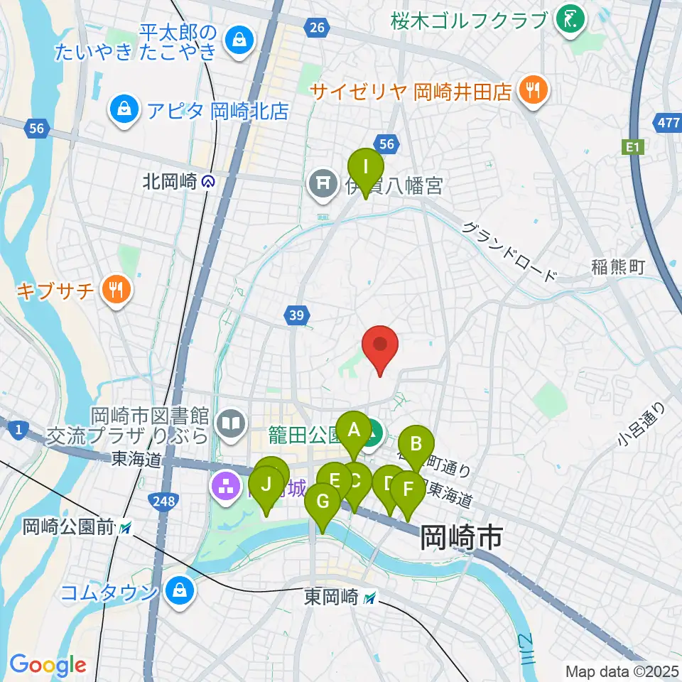 岡崎市民会館 あおいホール周辺のホテル一覧地図