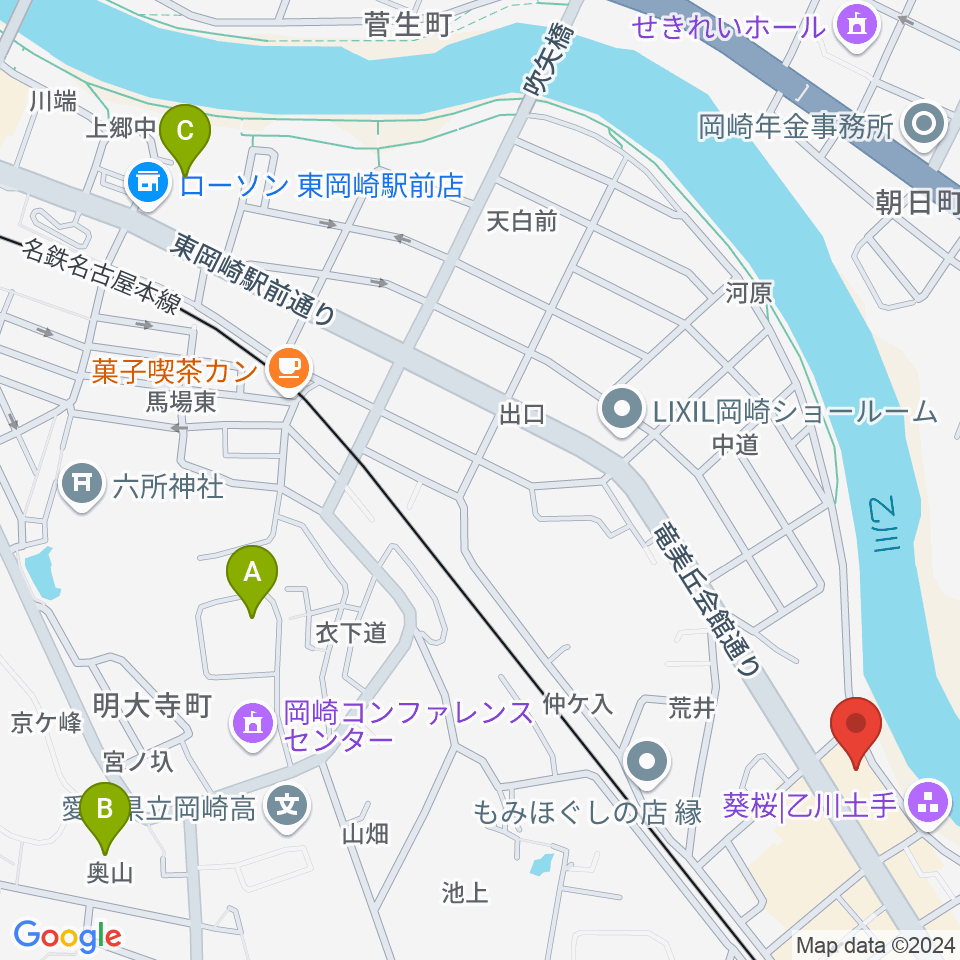 岡崎市竜美丘会館周辺のホテル一覧地図