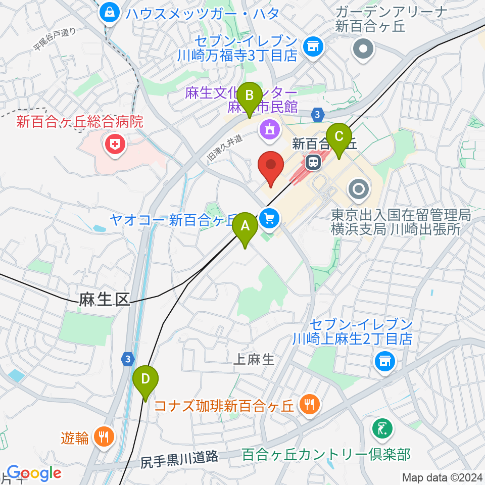 新百合トウェンティワンホール周辺のホテル一覧地図