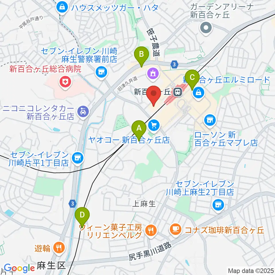 新百合トウェンティワンホール周辺のホテル一覧地図