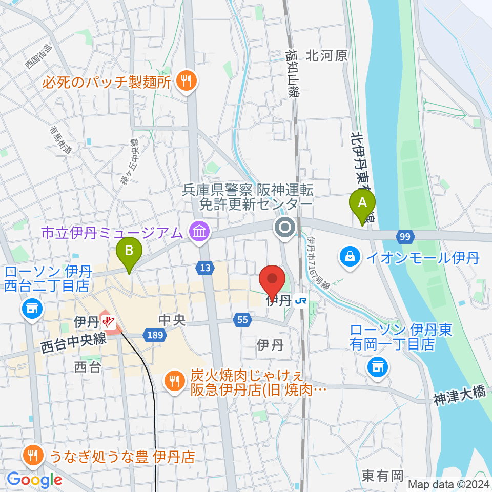 アイホール（伊丹市立演劇ホール）周辺のホテル一覧地図