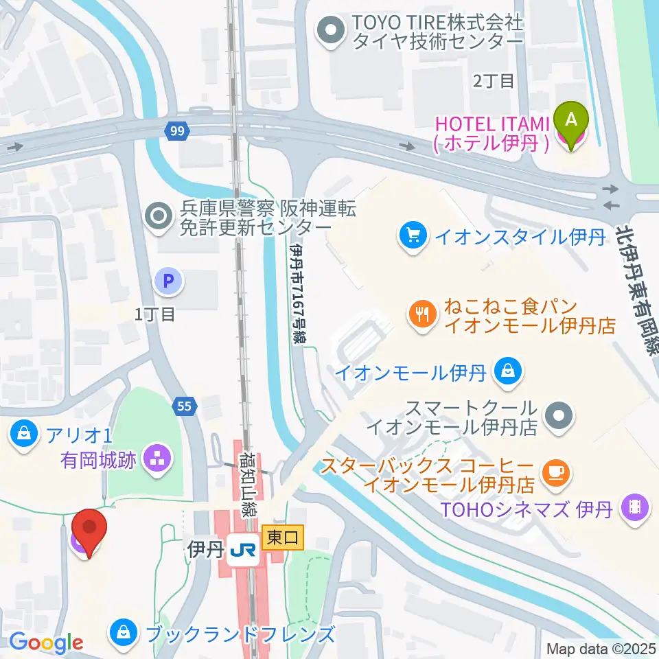 アイホール(伊丹市立演劇ホール)周辺のホテル一覧地図