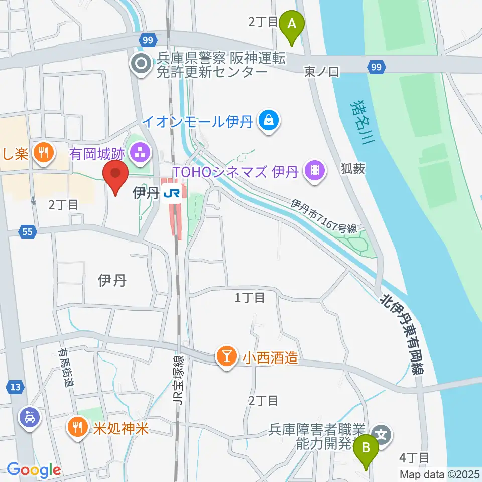 アイホール（伊丹市立演劇ホール）周辺のホテル一覧地図