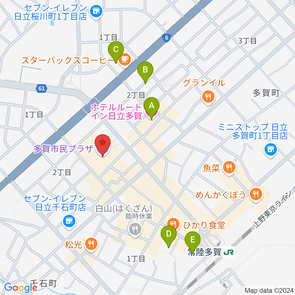 多賀市民会館周辺のホテル一覧地図