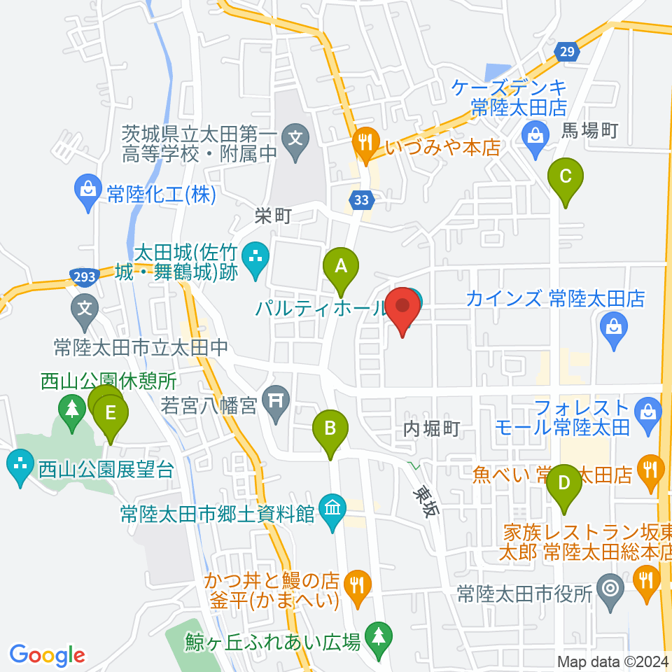 常陸太田市民交流センター パルティホール周辺のホテル一覧地図