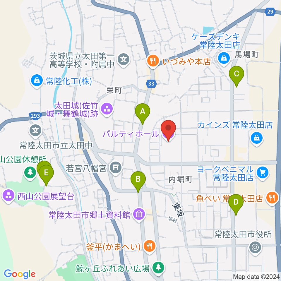 常陸太田市民交流センター パルティホール周辺のホテル一覧地図