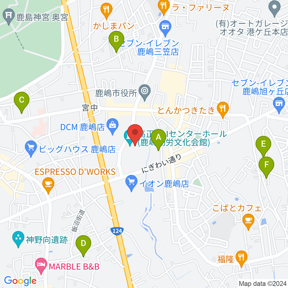 高正U&Iセンターホール周辺のホテル一覧地図