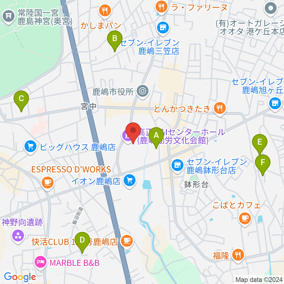 高正U&Iセンターホール周辺のホテル一覧地図