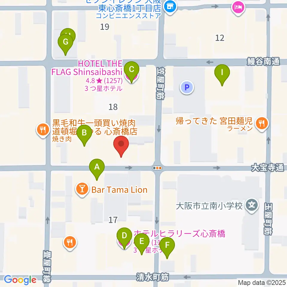 心斎橋FootRock&BEERS周辺のホテル一覧地図