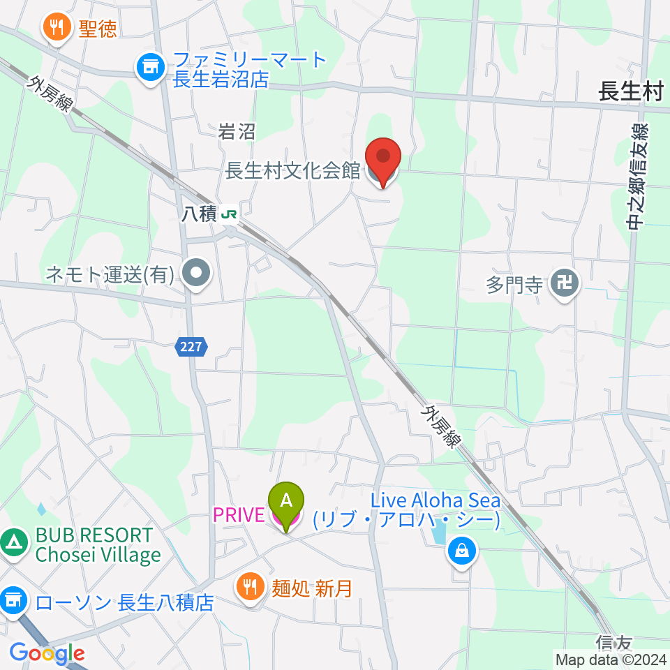 長生村文化会館周辺のホテル一覧地図