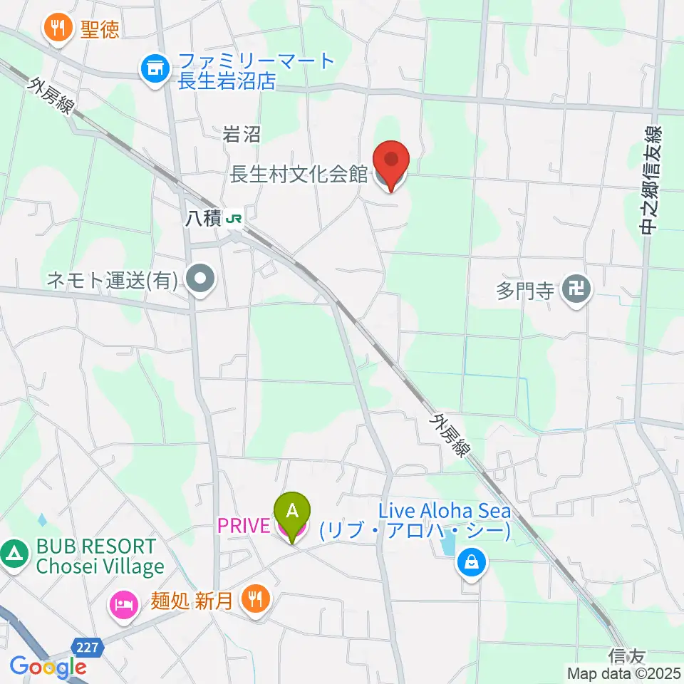 長生村文化会館周辺のホテル一覧地図