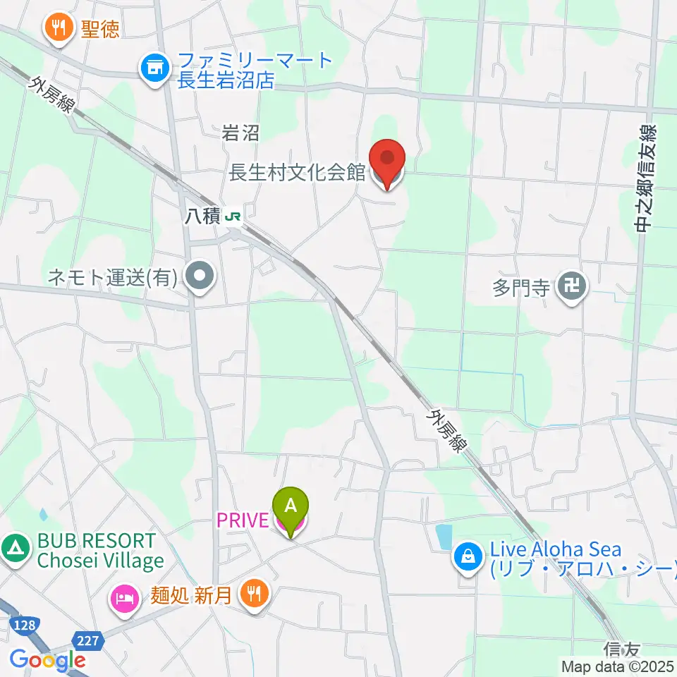 長生村文化会館周辺のホテル一覧地図