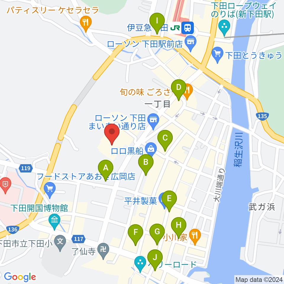 下田市民文化会館周辺のホテル一覧地図