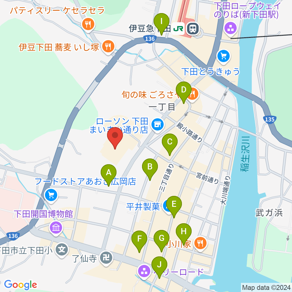 下田市民文化会館周辺のホテル一覧地図