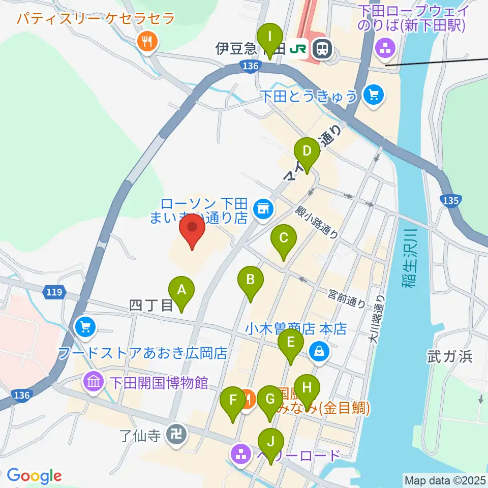 下田市民文化会館周辺のホテル一覧地図