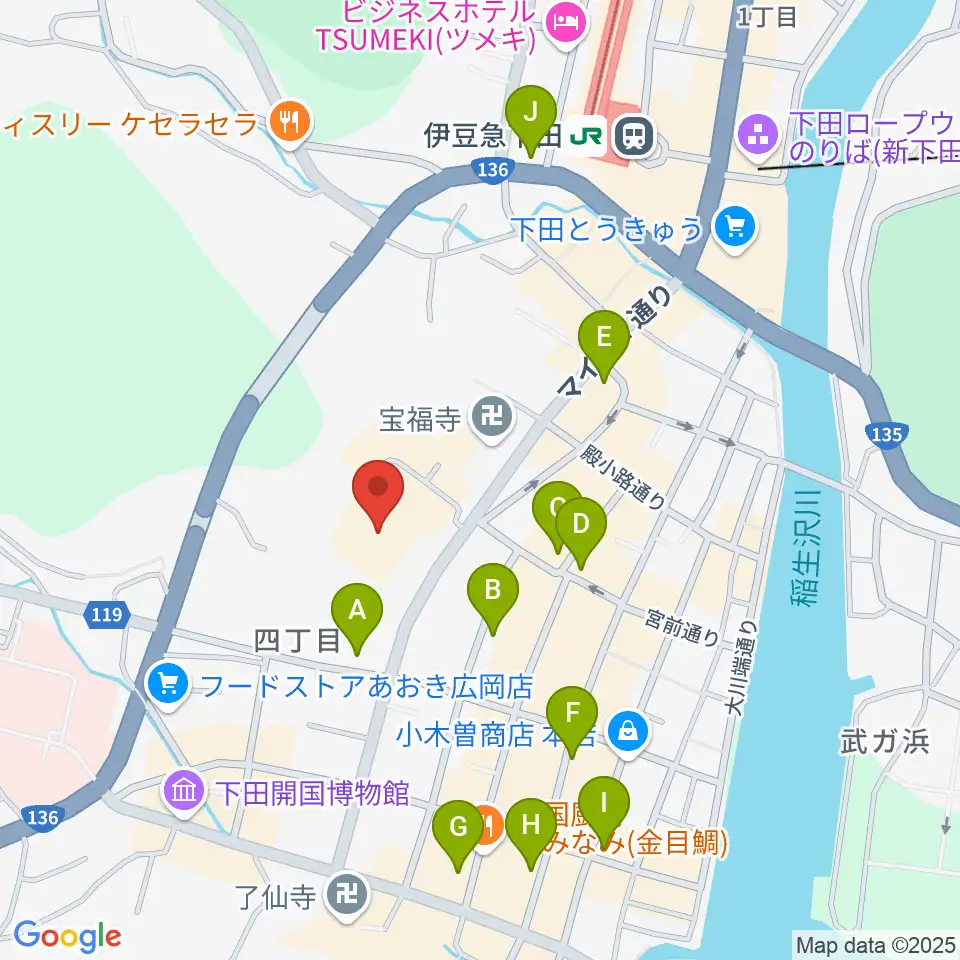 下田市民文化会館周辺のホテル一覧地図