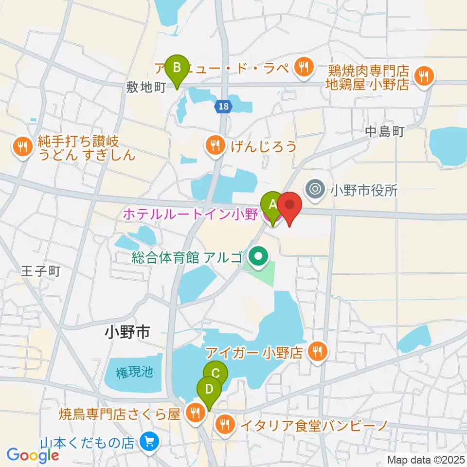小野市うるおい交流館エクラ周辺のホテル一覧地図