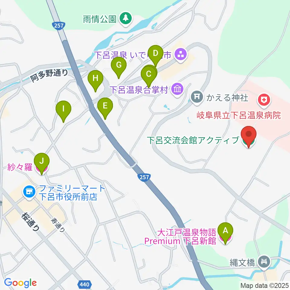 下呂交流会館アクティブ周辺のホテル一覧地図