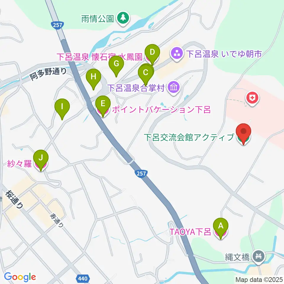 下呂交流会館アクティブ周辺のホテル一覧地図