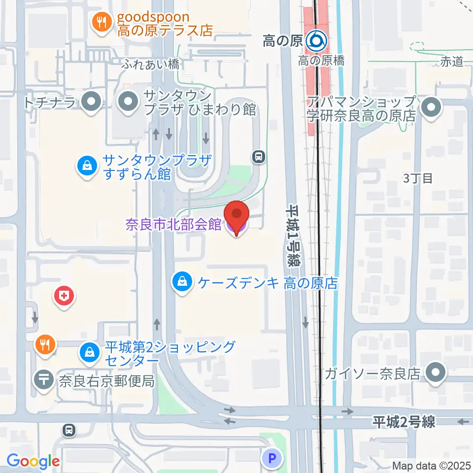 奈良市北部会館 市民文化ホール周辺のホテル一覧地図