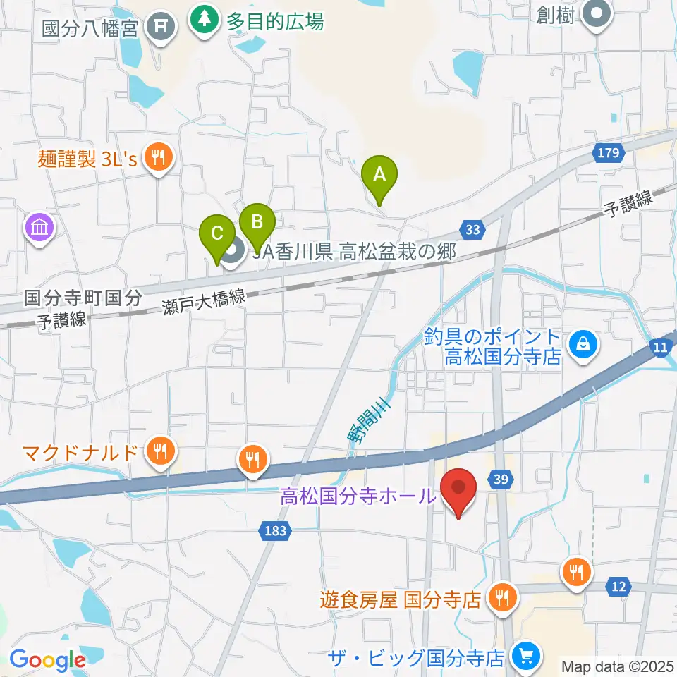 高松国分寺ホール周辺のホテル一覧地図