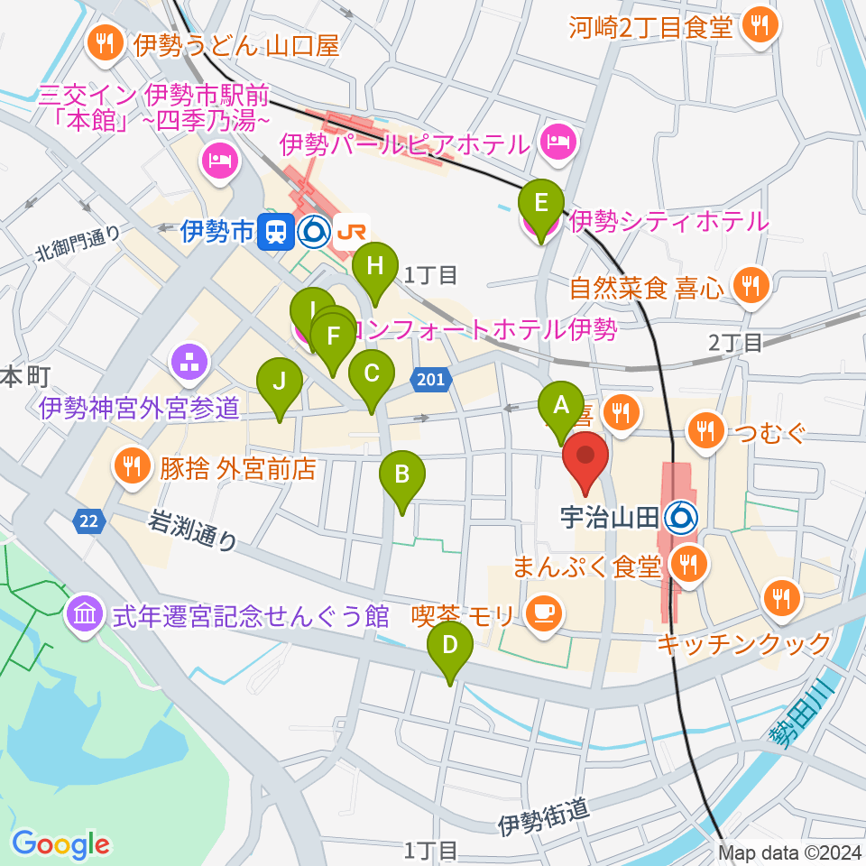 シンフォニアテクノロジー響ホール伊勢周辺のホテル一覧地図