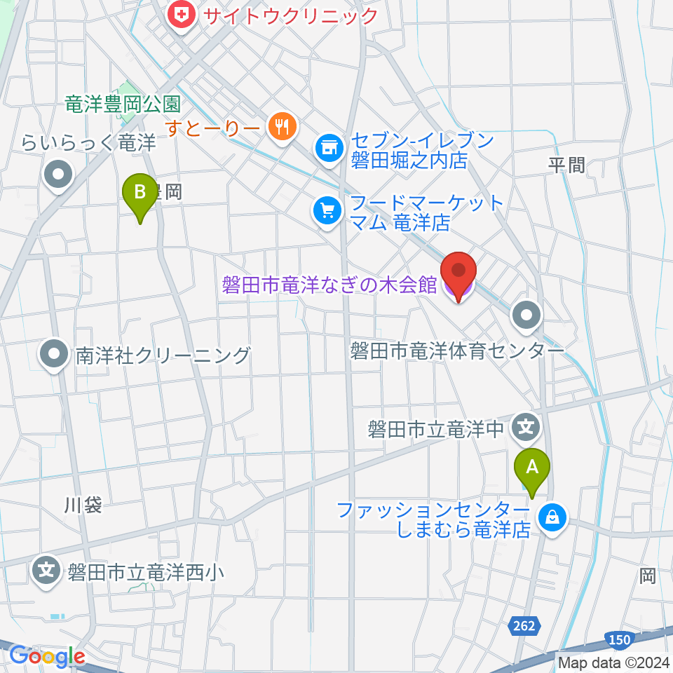 磐田市竜洋なぎの木会館周辺のホテル一覧地図