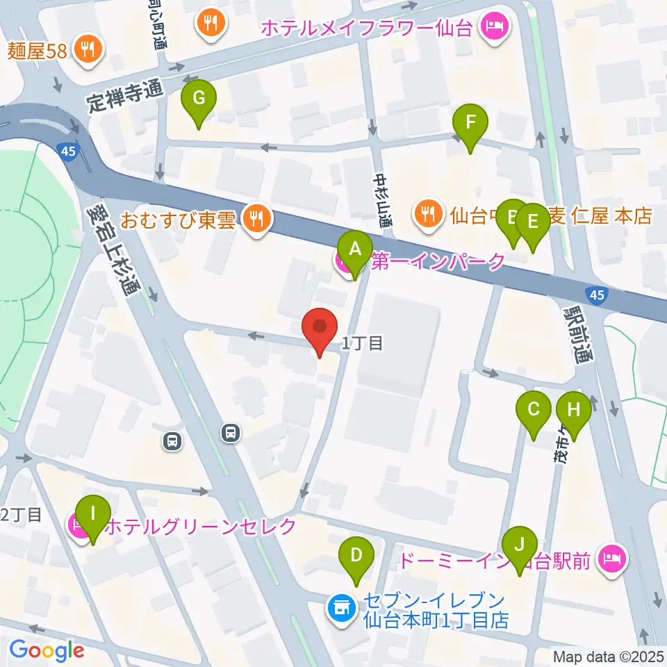 仙台スペースゼロ周辺のホテル一覧地図