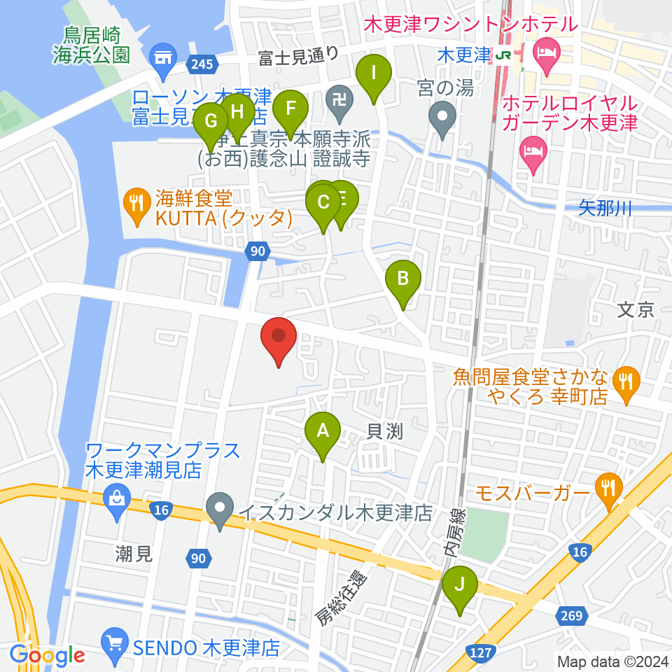 木更津市民会館周辺のホテル一覧地図