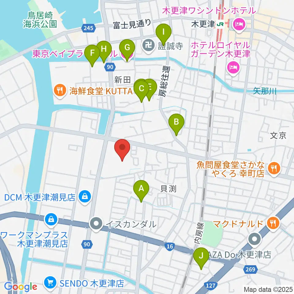 木更津市民会館周辺のホテル一覧地図