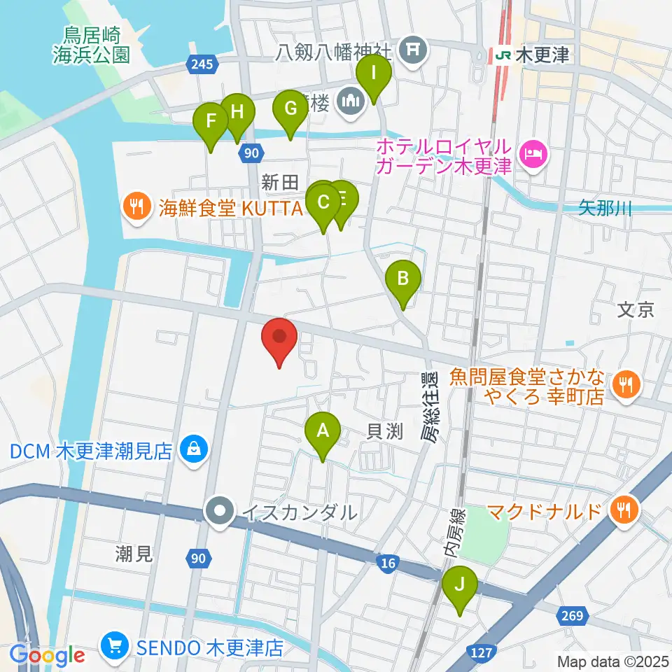 木更津市民会館周辺のホテル一覧地図