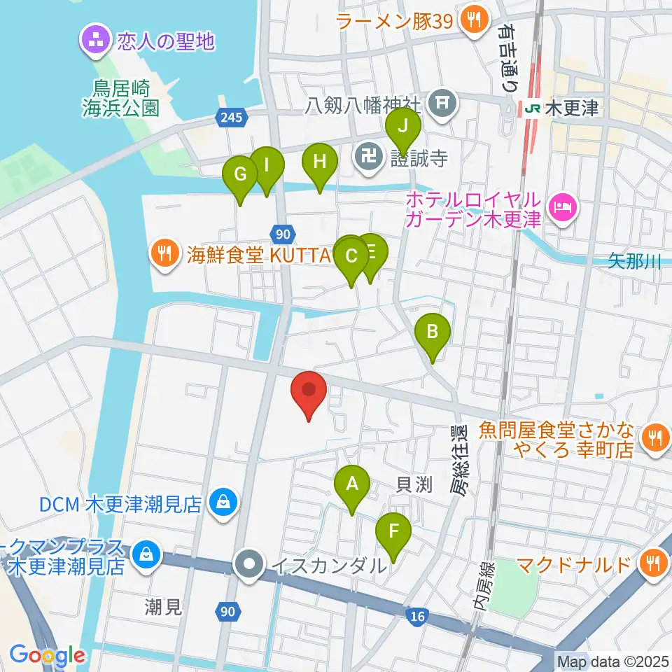 木更津市民会館周辺のホテル一覧地図