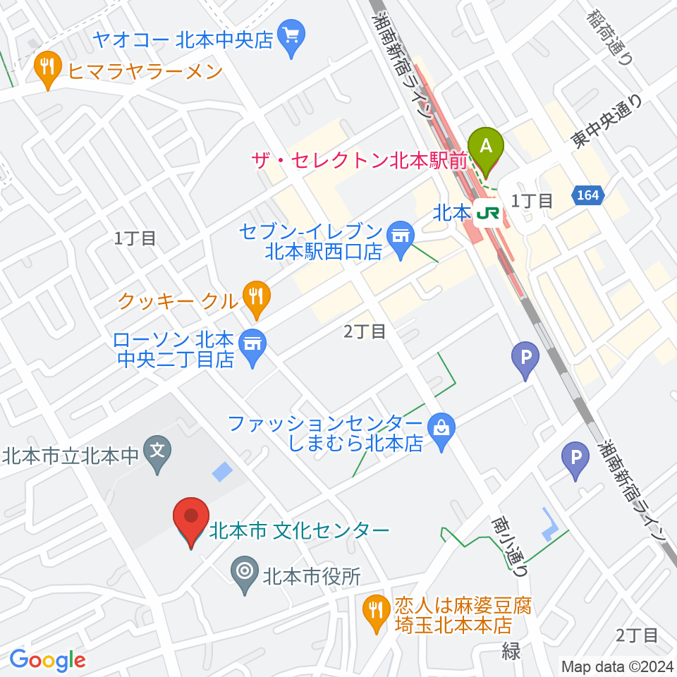 北本市文化センター周辺のホテル一覧地図