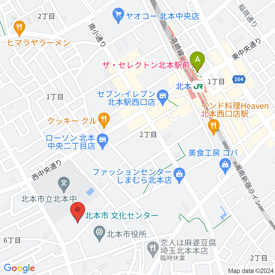 北本市文化センター周辺のホテル一覧地図