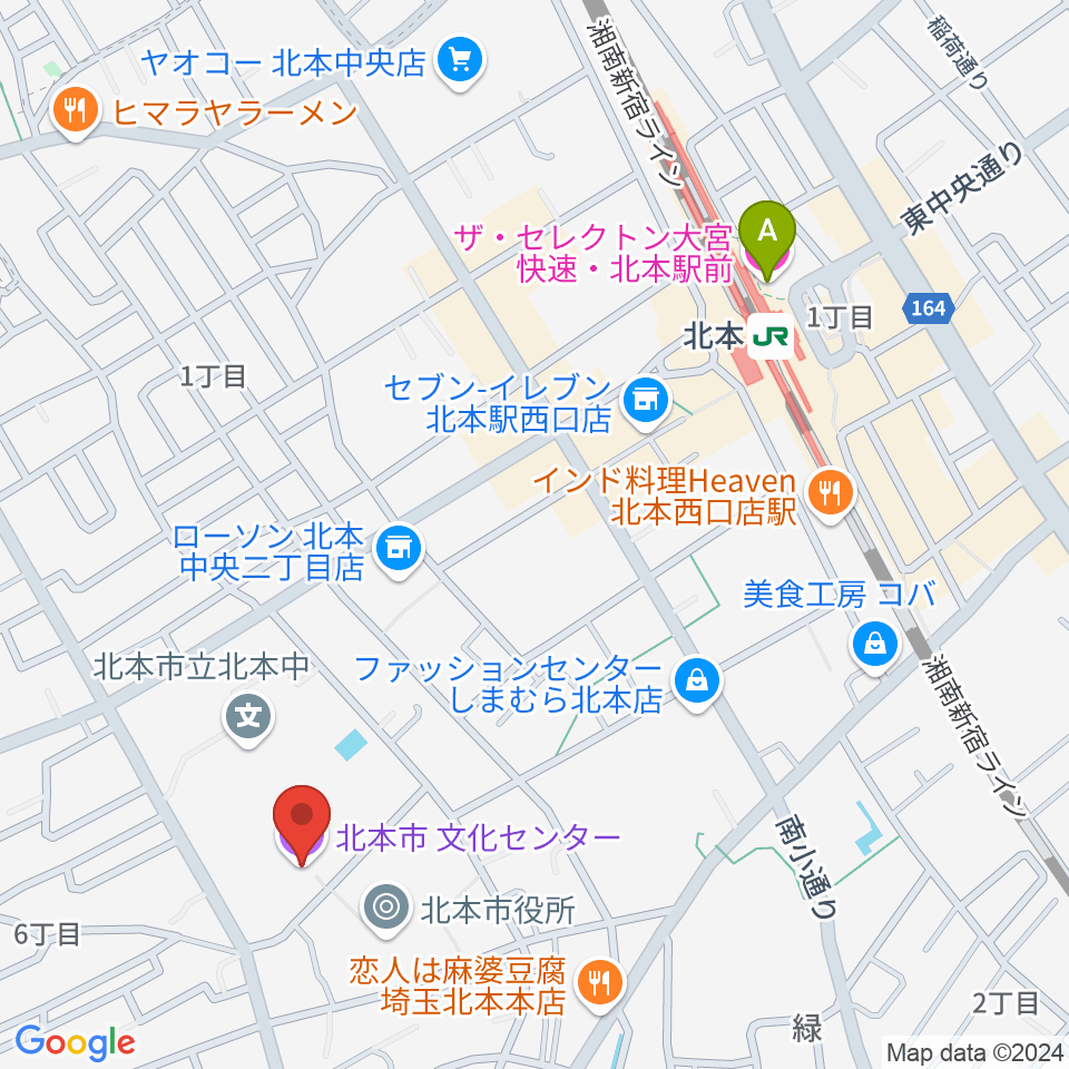 北本市文化センター周辺のホテル一覧地図