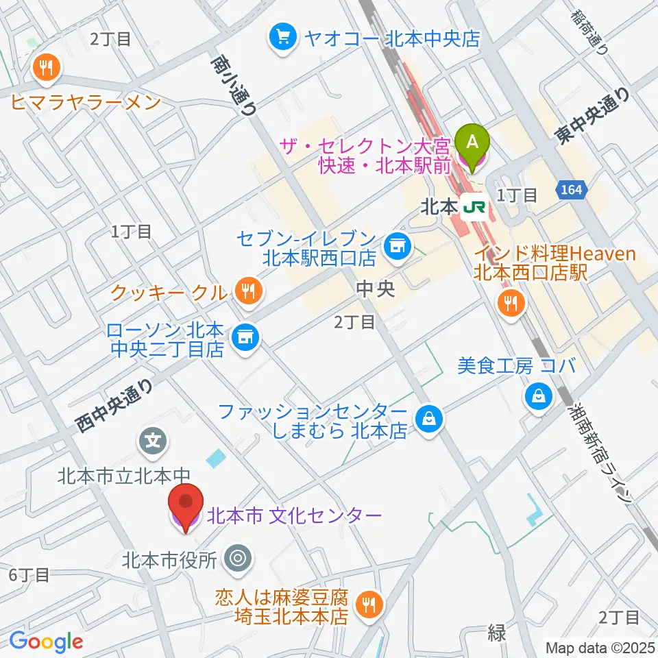 北本市文化センター周辺のホテル一覧地図