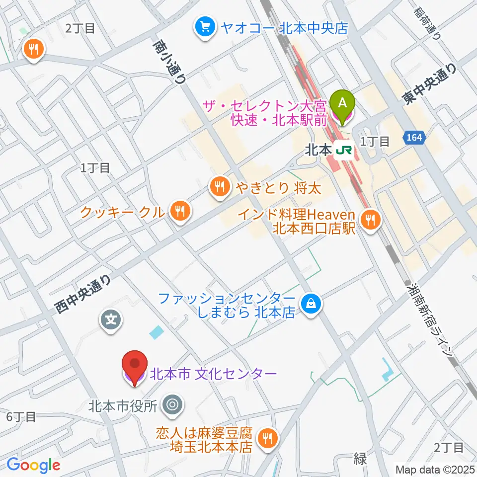 北本市文化センター周辺のホテル一覧地図